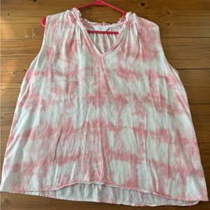 Time‎ and Tru Pink and White Tie-Dye Sleeveless Top